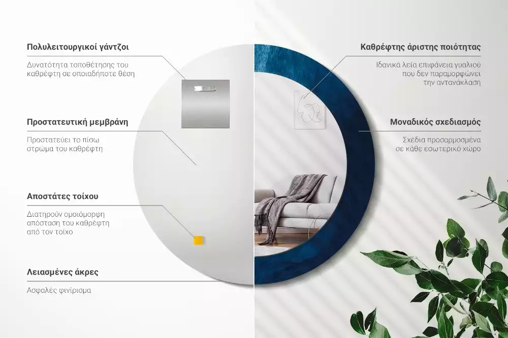 Kulaté zrcadlo s potiskem Abstraktní umění