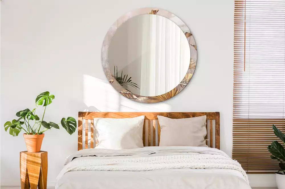 Kulaté dekorativní zrcadlo na zeď Boho odchází