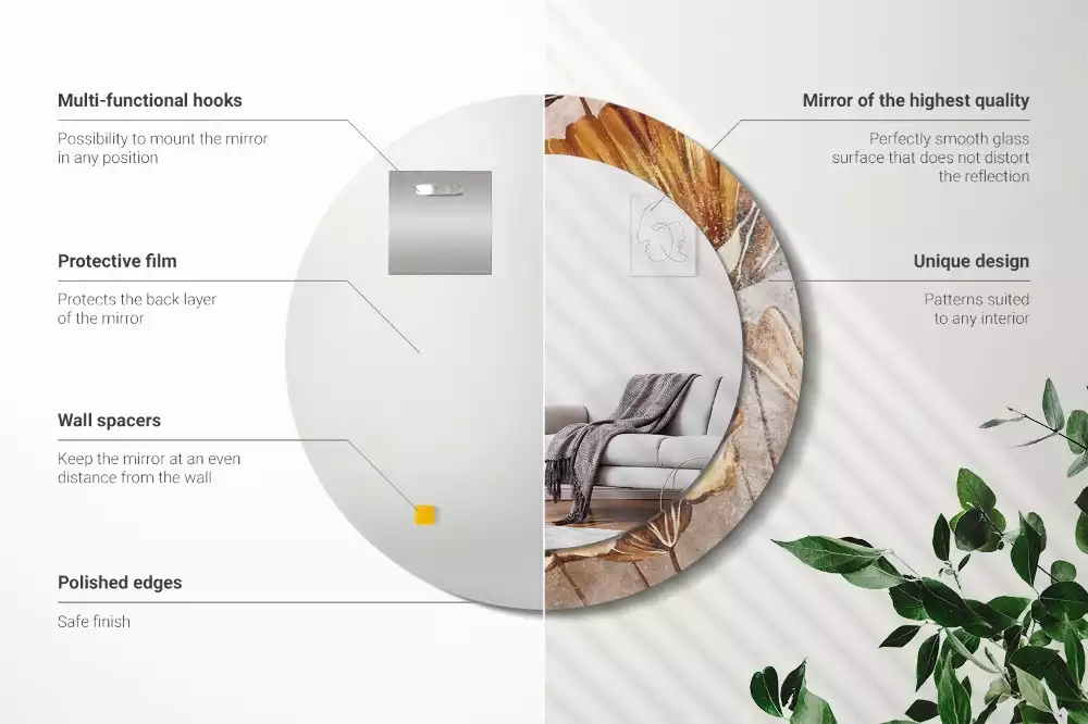 Kulaté dekorativní zrcadlo na zeď Boho odchází