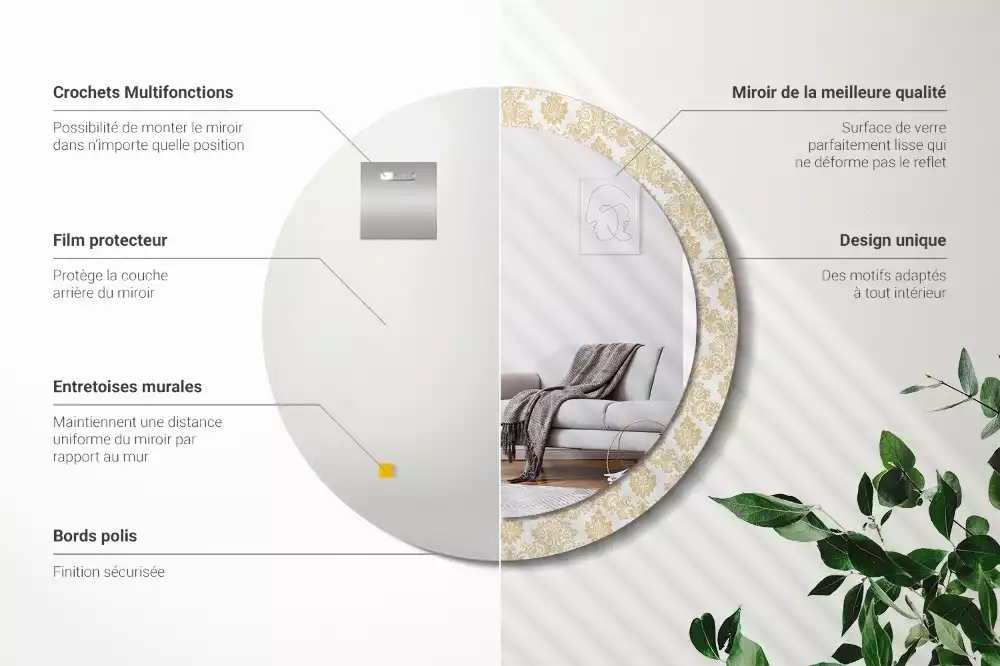 Kulaté dekorativní zrcadlo Barokní vzor