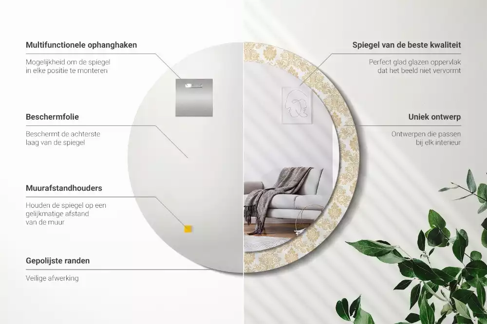 Kulaté dekorativní zrcadlo Barokní vzor