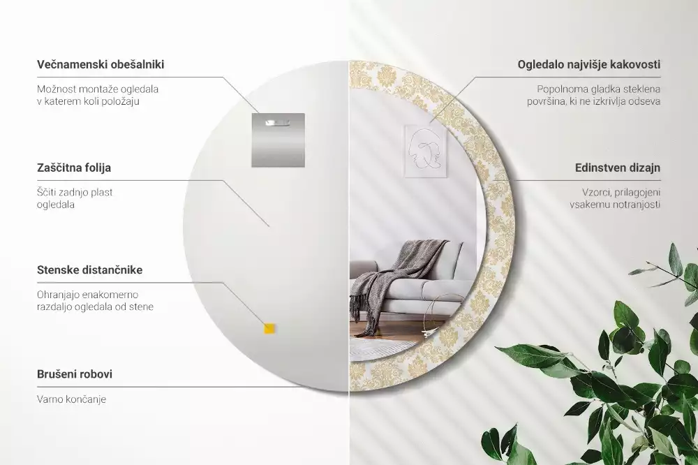 Kulaté dekorativní zrcadlo Barokní vzor