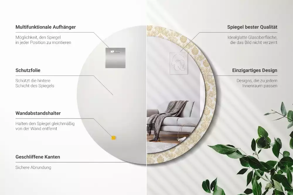 Kulaté dekorativní zrcadlo Barokní vzor