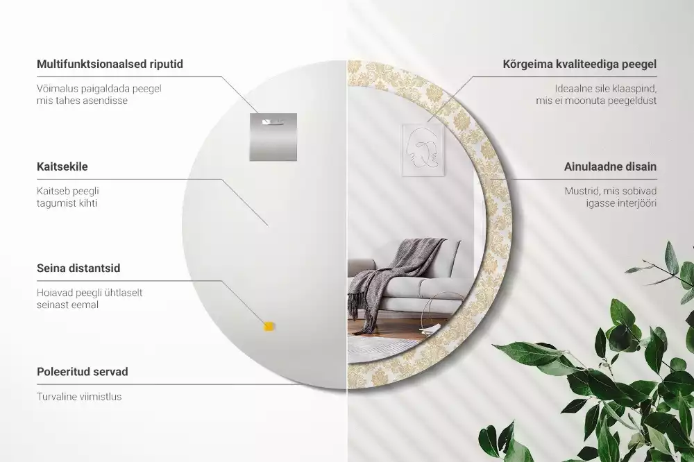 Kulaté dekorativní zrcadlo Barokní vzor