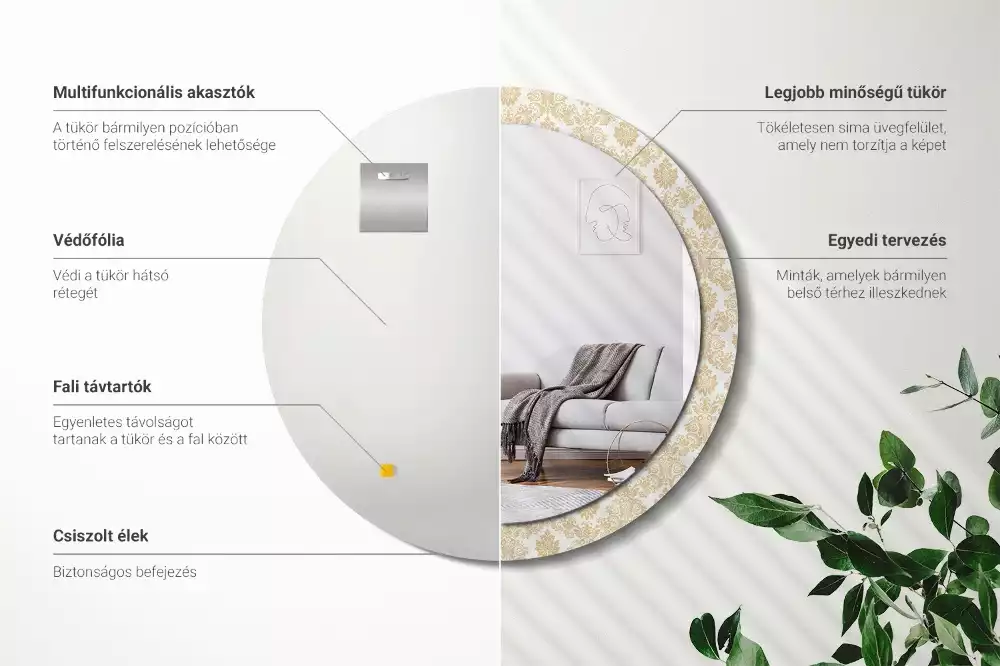 Kulaté dekorativní zrcadlo Barokní vzor