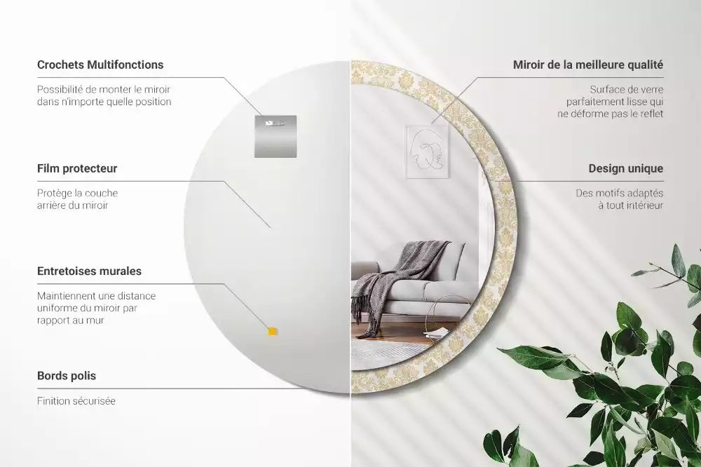 Kulaté dekorativní zrcadlo Barokní vzor