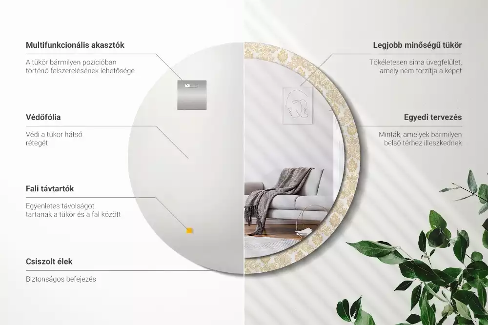 Kulaté dekorativní zrcadlo Barokní vzor