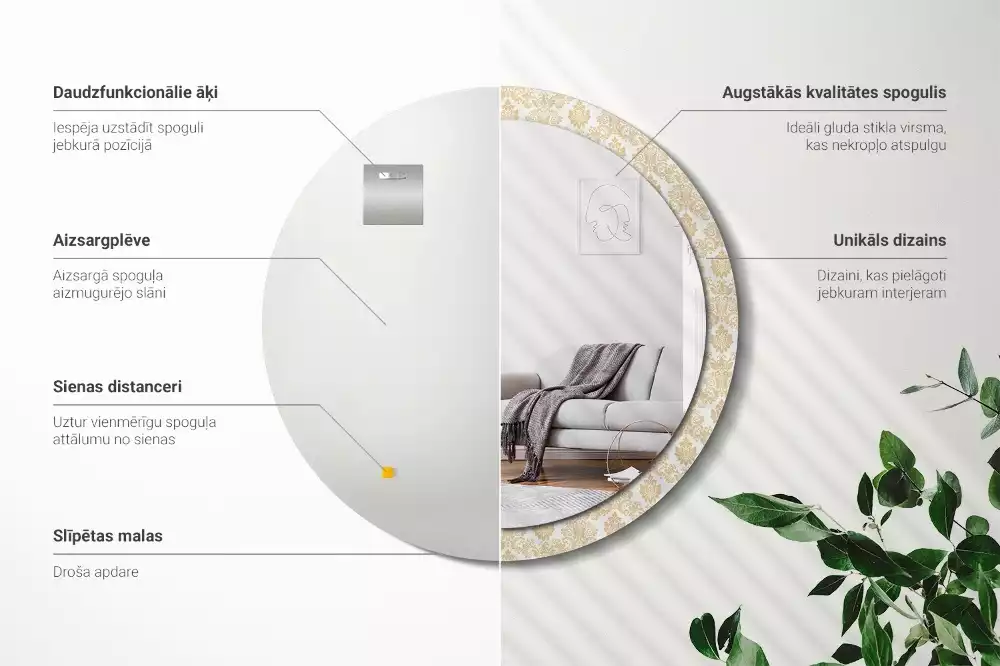 Kulaté dekorativní zrcadlo Barokní vzor