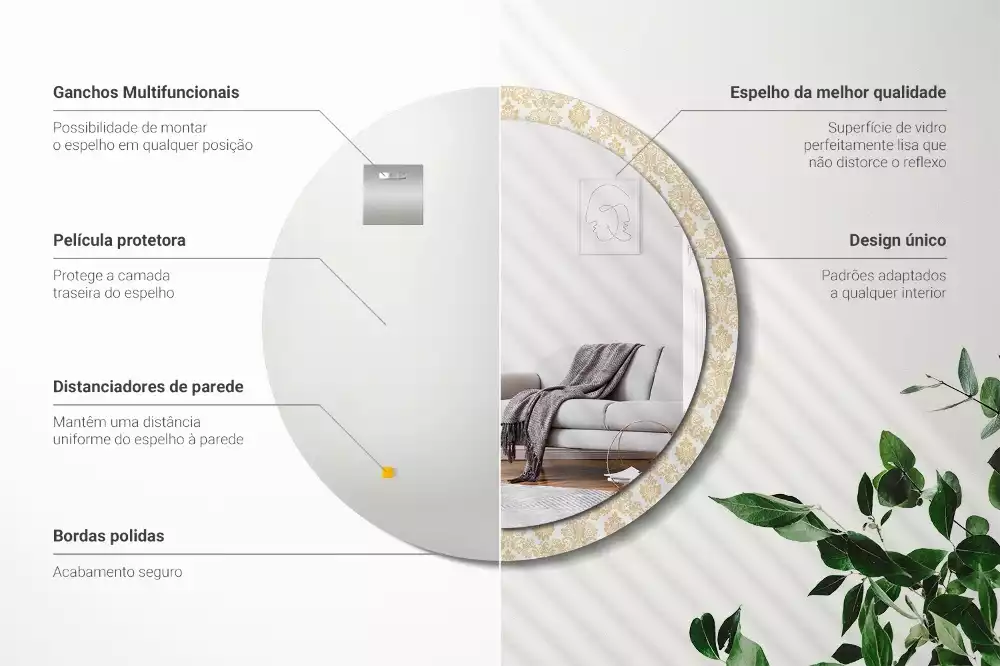 Kulaté dekorativní zrcadlo Barokní vzor