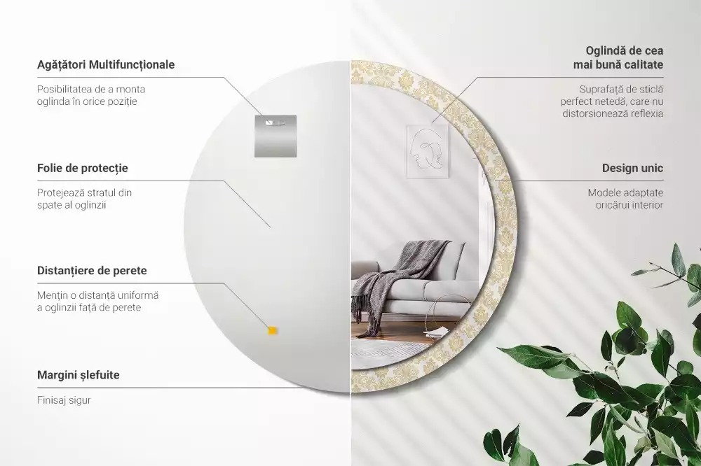 Kulaté dekorativní zrcadlo Barokní vzor