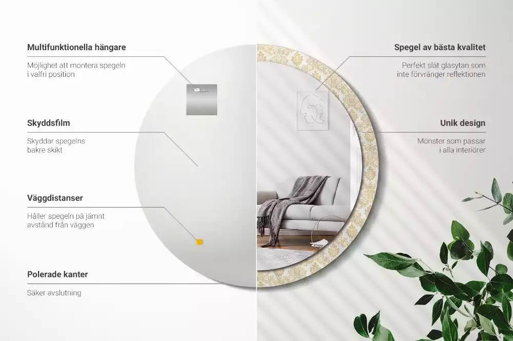 Kulaté dekorativní zrcadlo Barokní vzor