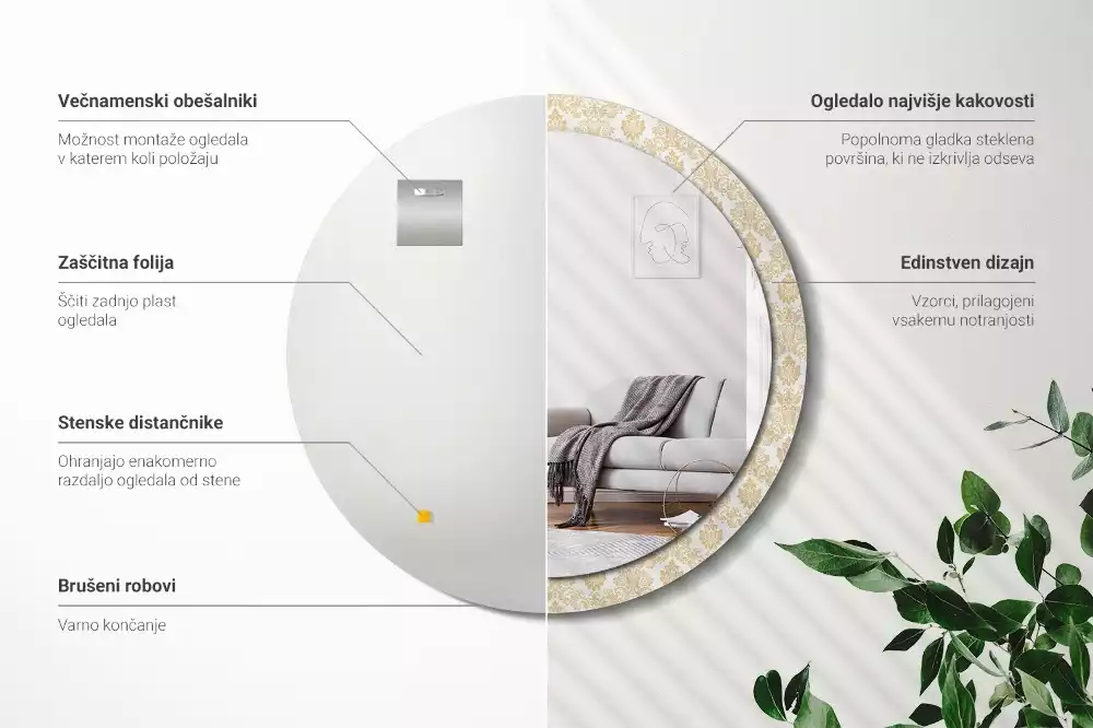 Kulaté dekorativní zrcadlo Barokní vzor