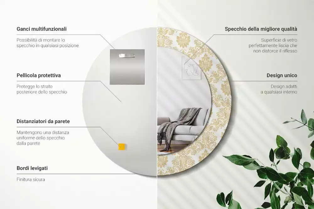 Kulaté dekorativní zrcadlo Barokní vzor