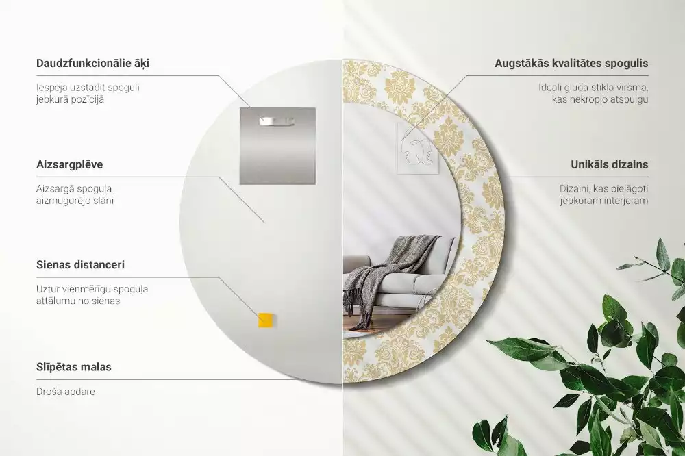 Kulaté dekorativní zrcadlo Barokní vzor