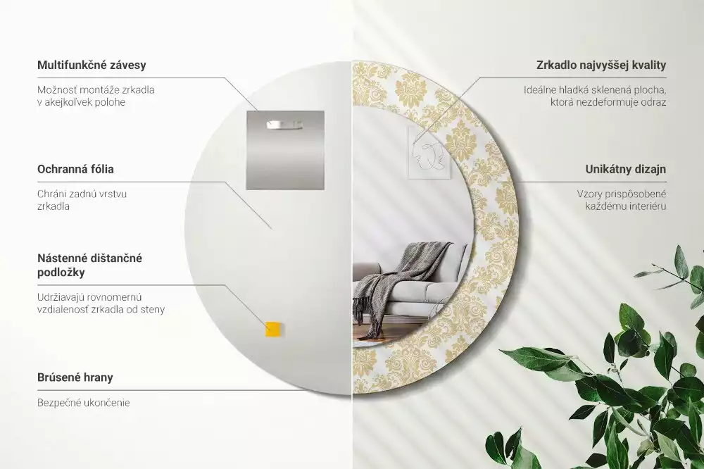 Kulaté dekorativní zrcadlo Barokní vzor
