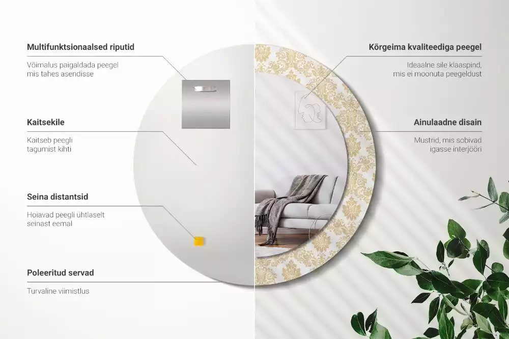 Kulaté dekorativní zrcadlo Barokní vzor