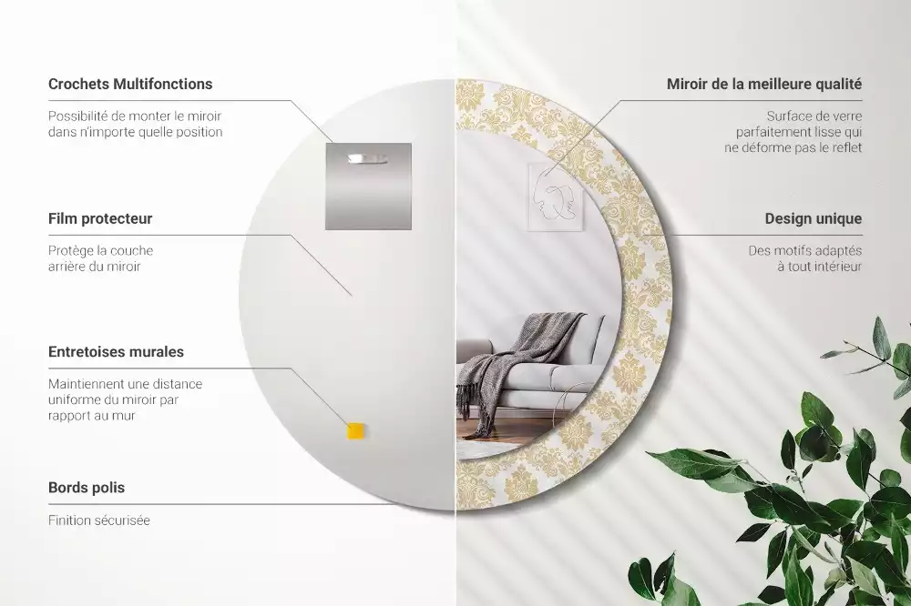 Kulaté dekorativní zrcadlo Barokní vzor