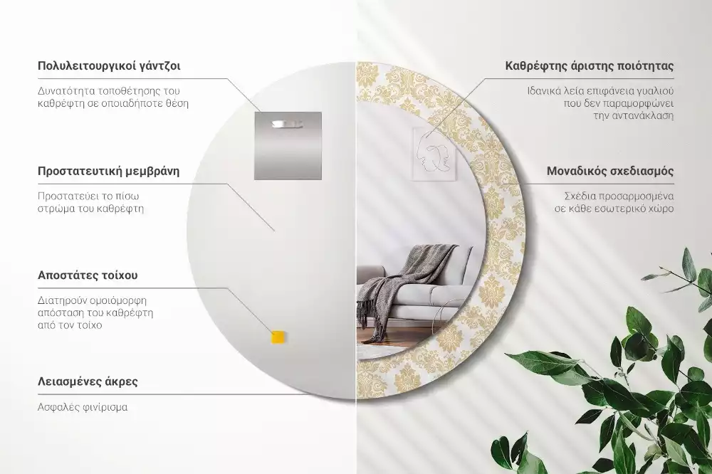 Kulaté dekorativní zrcadlo Barokní vzor