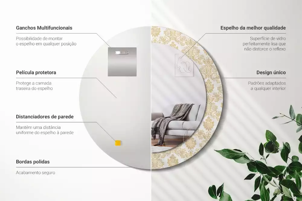 Kulaté dekorativní zrcadlo Barokní vzor