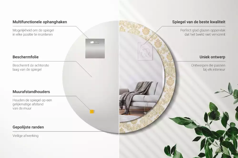 Kulaté dekorativní zrcadlo Barokní vzor