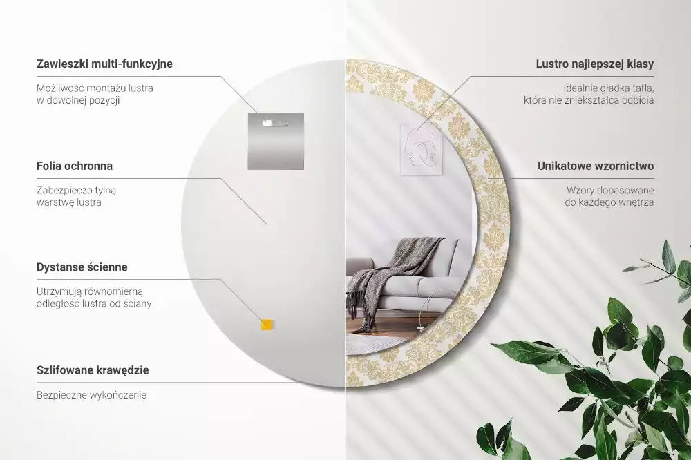 Kulaté dekorativní zrcadlo Barokní vzor