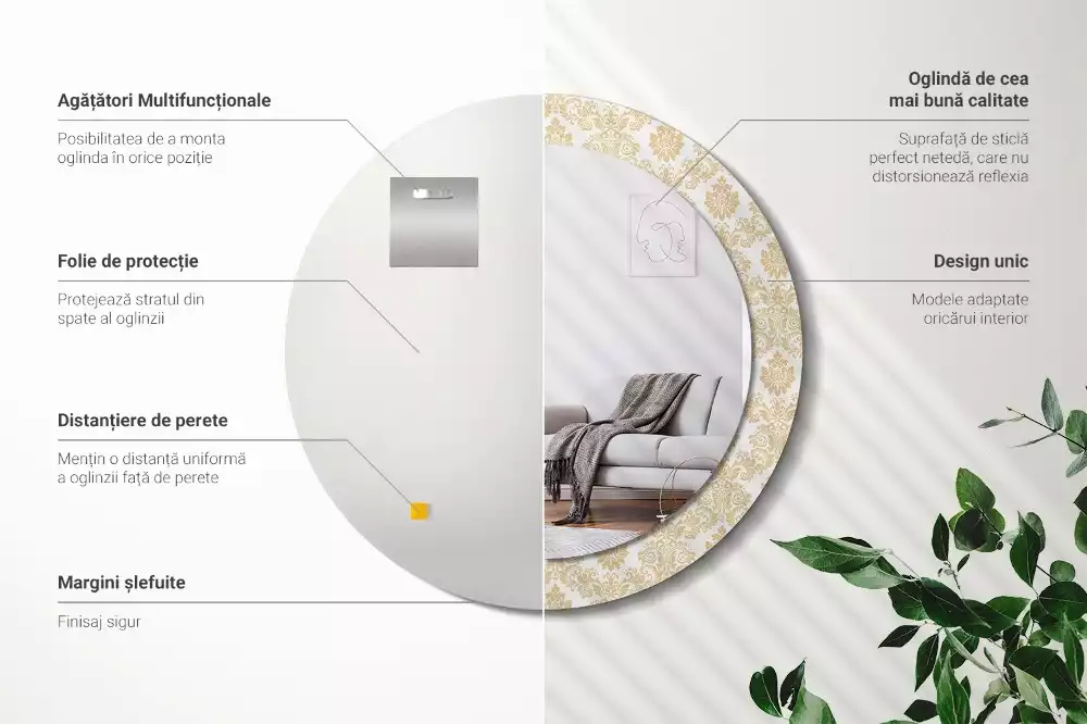 Kulaté dekorativní zrcadlo Barokní vzor