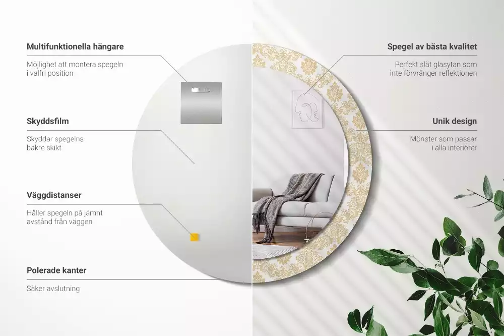 Kulaté dekorativní zrcadlo Barokní vzor