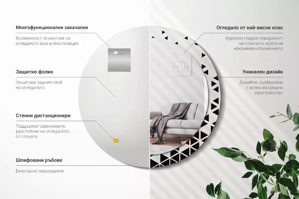 Kulaté dekorativní zrcadlo Geometrické abstrakce