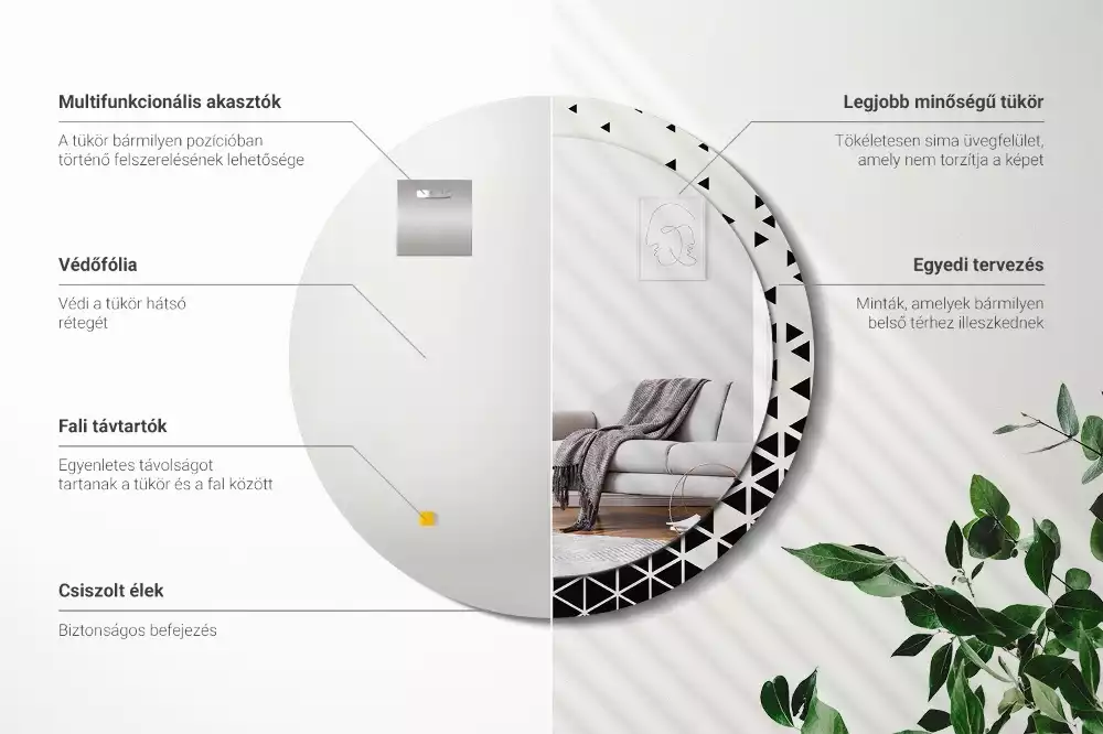 Kulaté dekorativní zrcadlo Geometrické abstrakce
