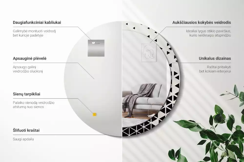 Kulaté dekorativní zrcadlo Geometrické abstrakce