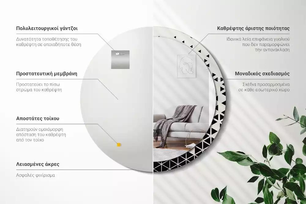 Kulaté dekorativní zrcadlo Geometrické abstrakce