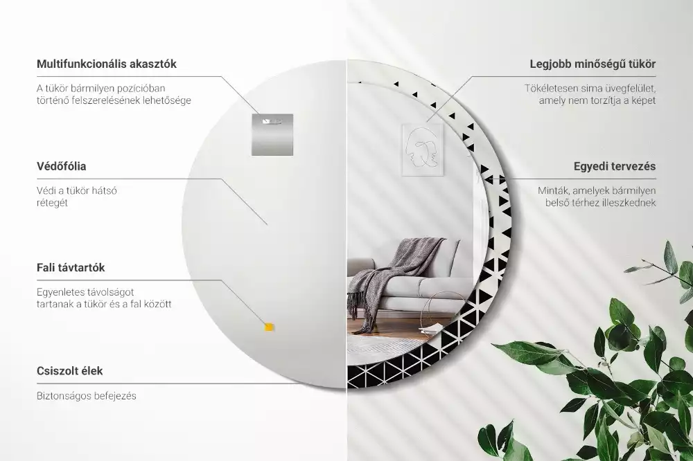 Kulaté dekorativní zrcadlo Geometrické abstrakce