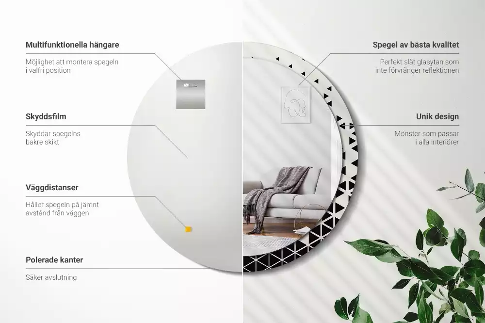 Kulaté dekorativní zrcadlo Geometrické abstrakce