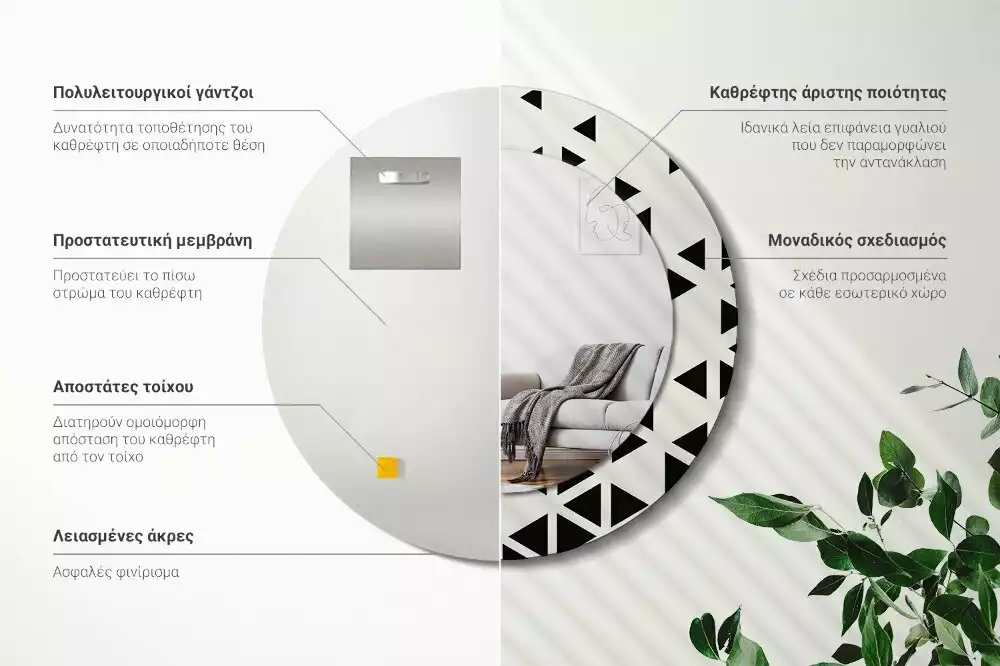 Kulaté dekorativní zrcadlo Geometrické abstrakce