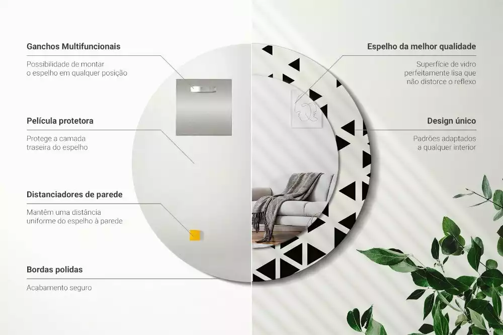 Kulaté dekorativní zrcadlo Geometrické abstrakce