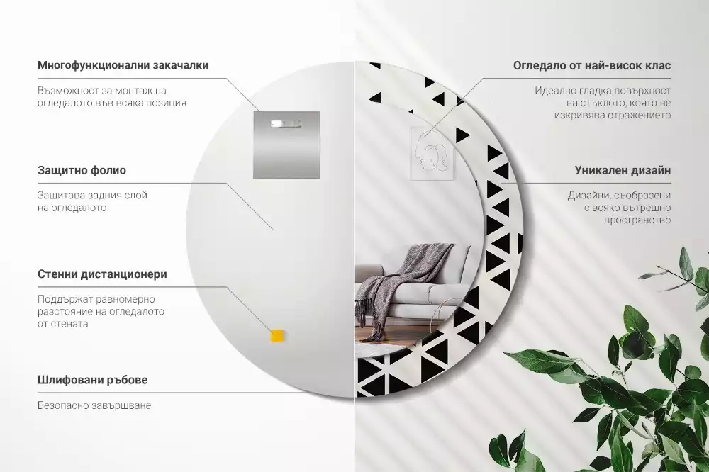 Kulaté dekorativní zrcadlo Geometrické abstrakce