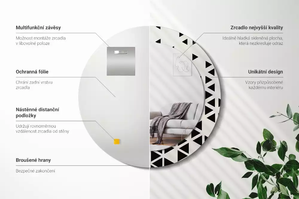 Kulaté dekorativní zrcadlo Geometrické abstrakce