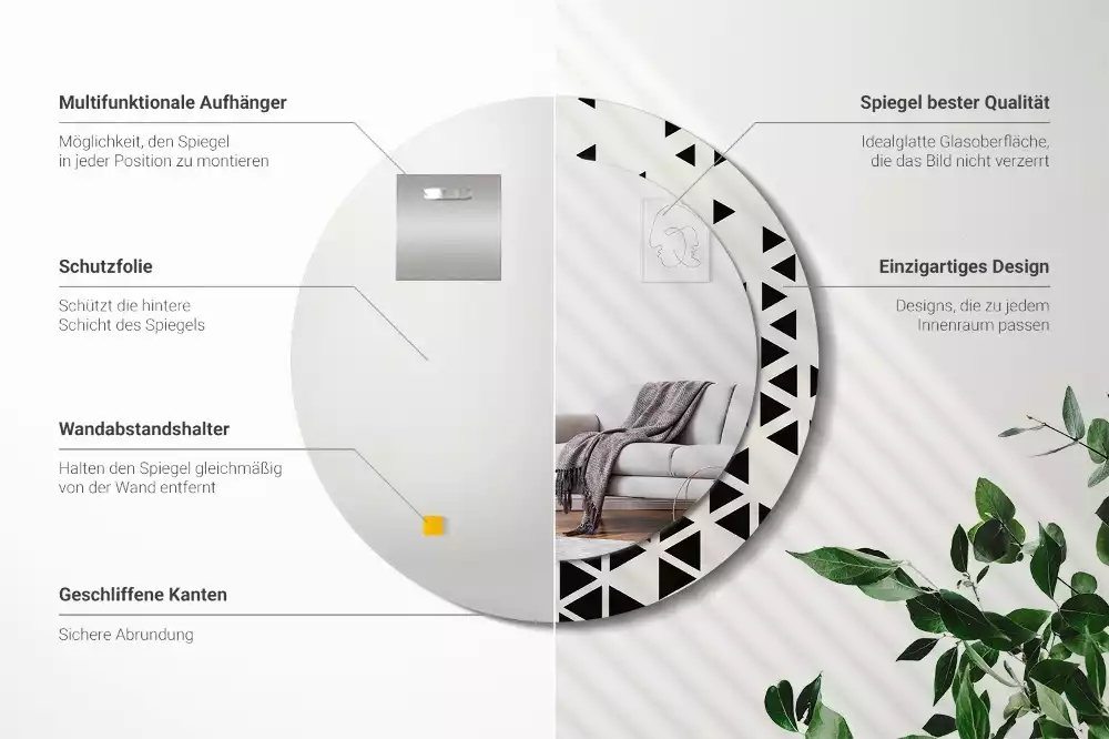 Kulaté dekorativní zrcadlo Geometrické abstrakce