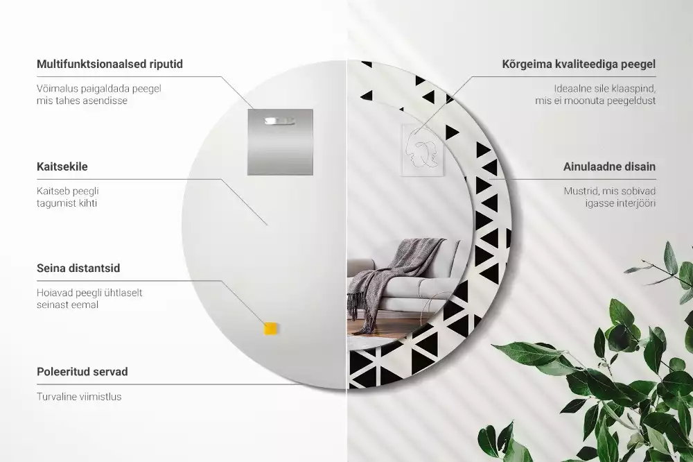 Kulaté dekorativní zrcadlo Geometrické abstrakce