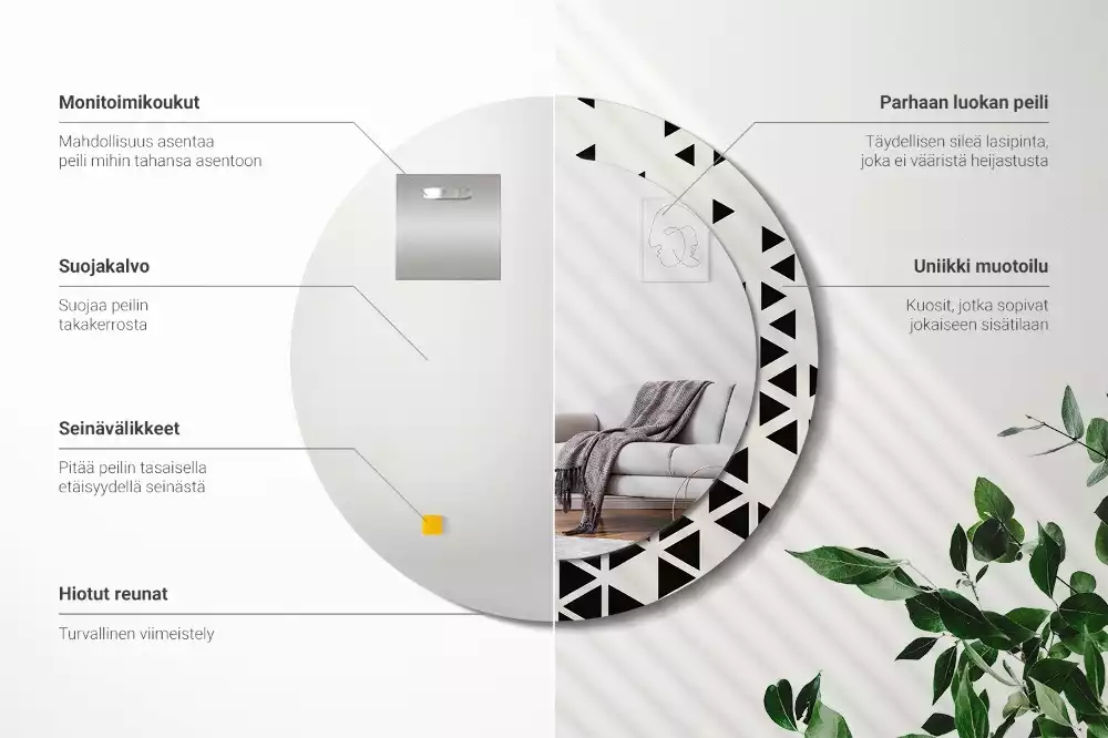 Kulaté dekorativní zrcadlo Geometrické abstrakce