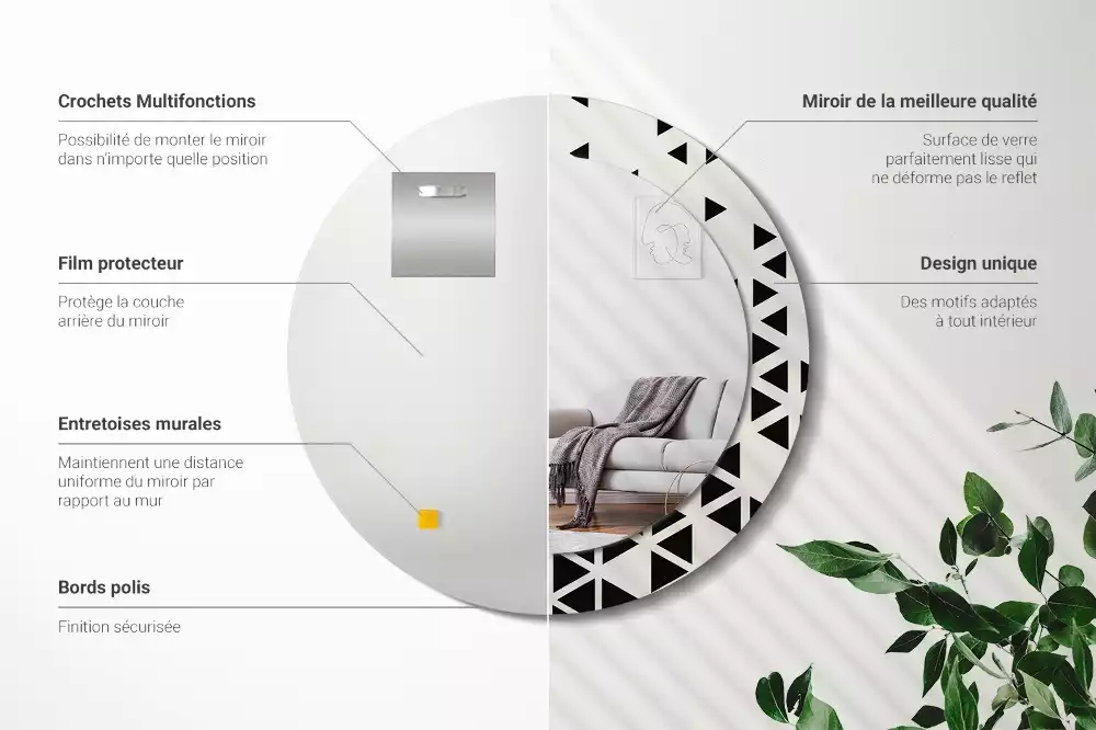 Kulaté dekorativní zrcadlo Geometrické abstrakce