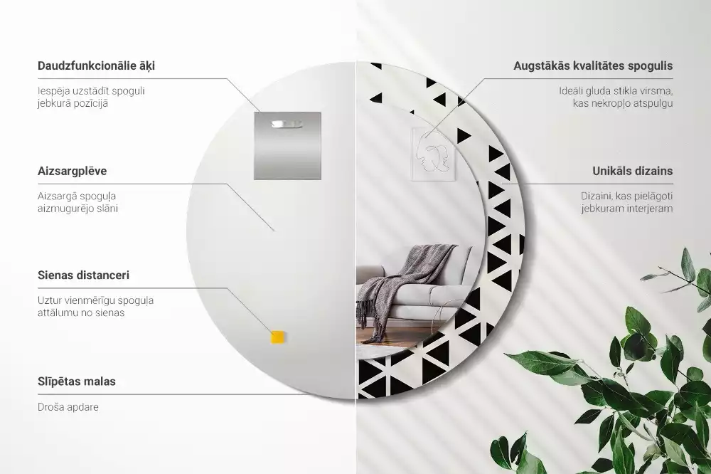 Kulaté dekorativní zrcadlo Geometrické abstrakce