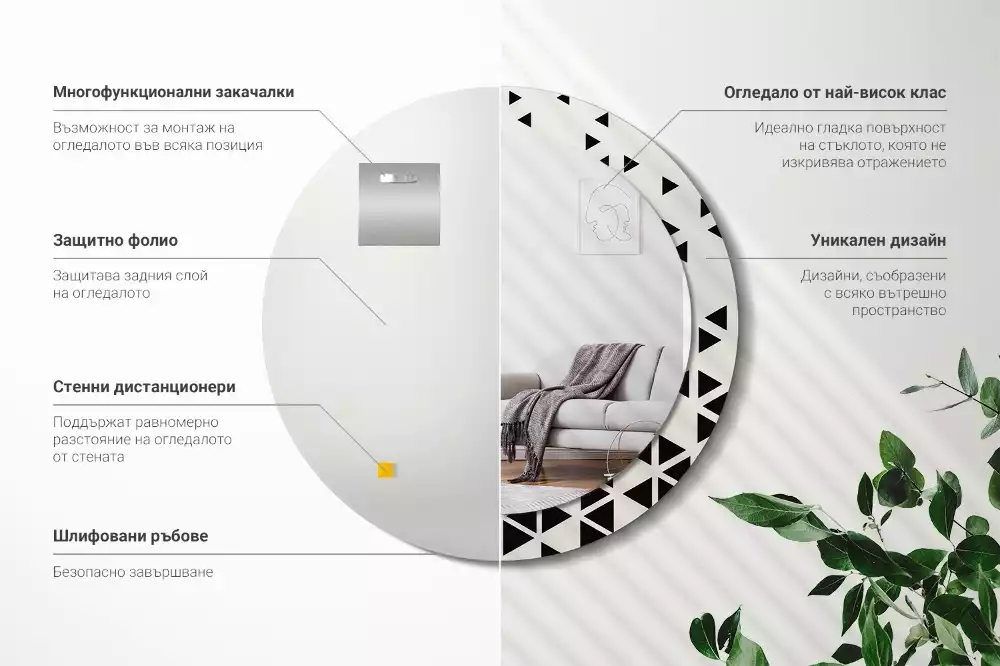 Kulaté dekorativní zrcadlo Geometrické abstrakce