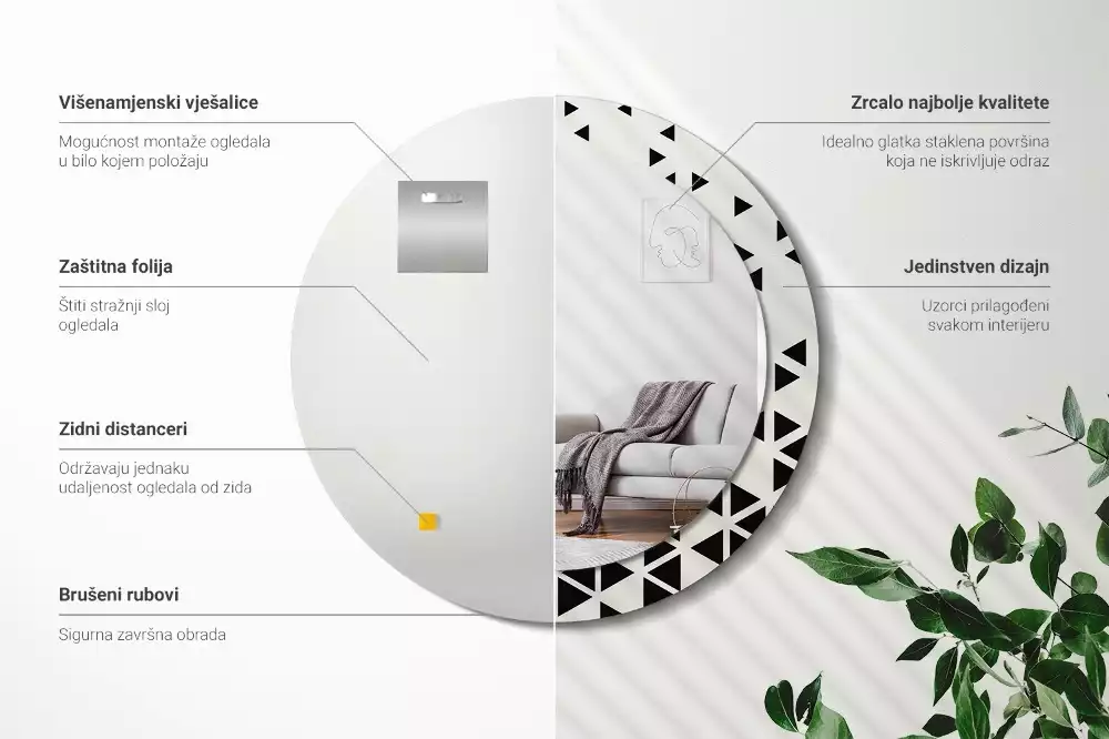 Kulaté dekorativní zrcadlo Geometrické abstrakce