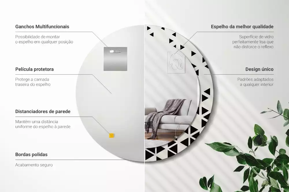 Kulaté dekorativní zrcadlo Geometrické abstrakce