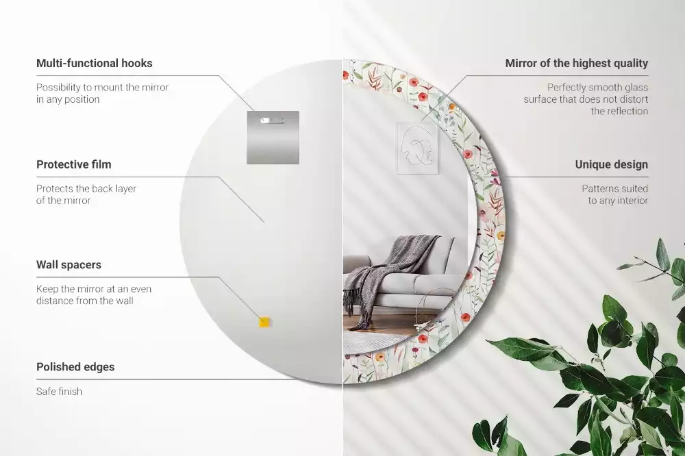 Kulaté zrcadlo s potiskem Divoké květiny