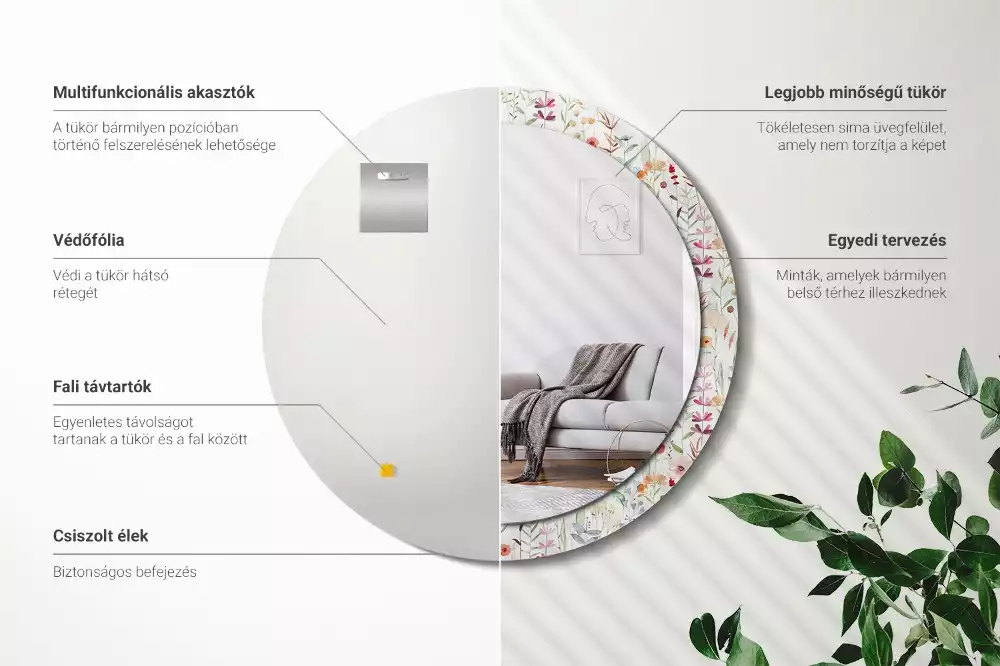 Kulaté zrcadlo s potiskem Divoké květiny