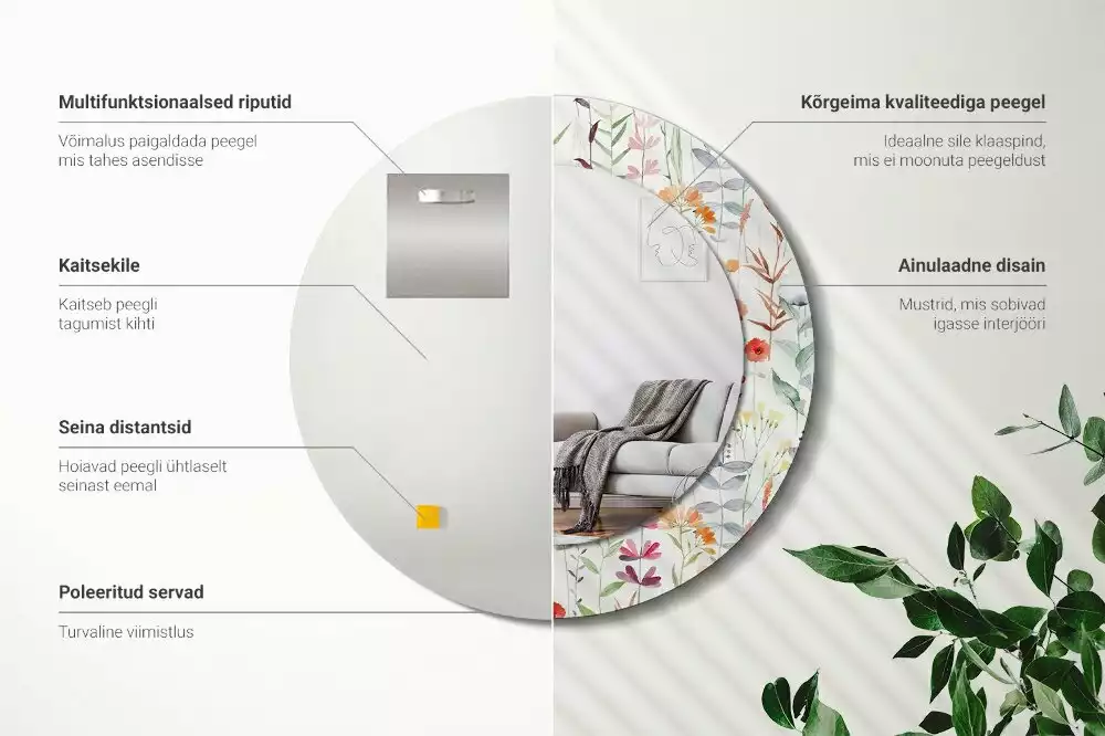 Kulaté zrcadlo s potiskem Divoké květiny