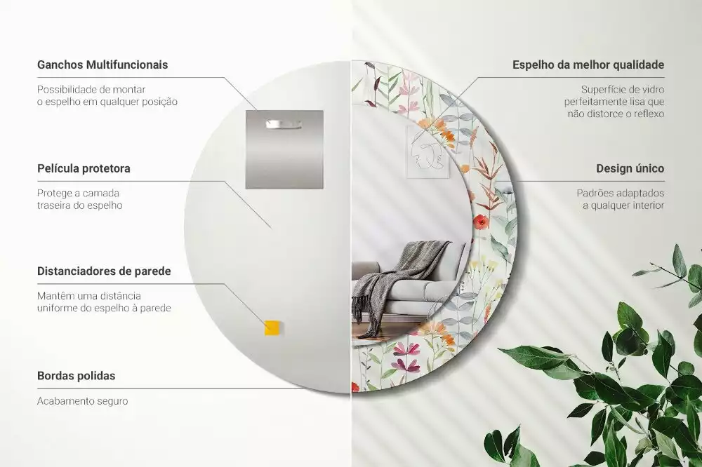 Kulaté zrcadlo s potiskem Divoké květiny