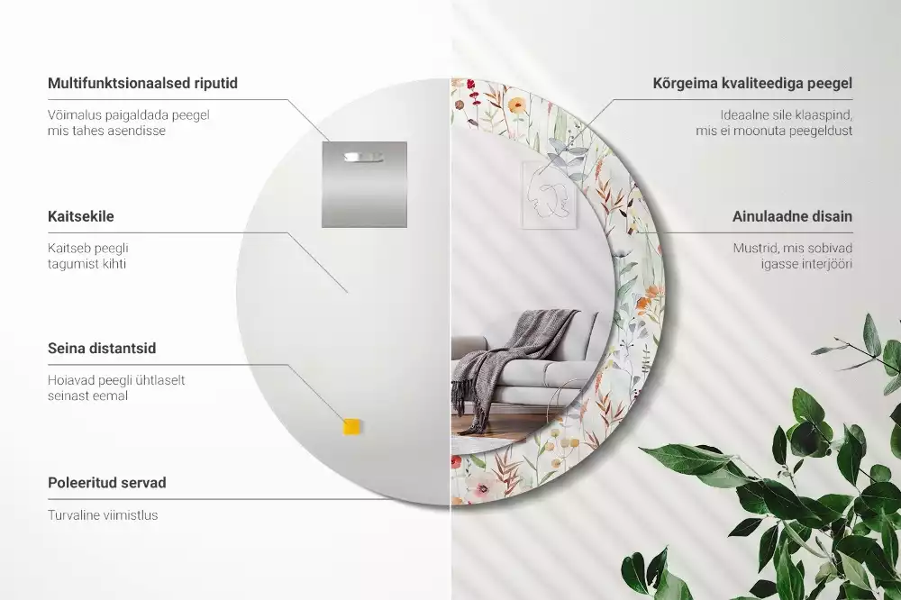 Kulaté zrcadlo s potiskem Divoké květiny